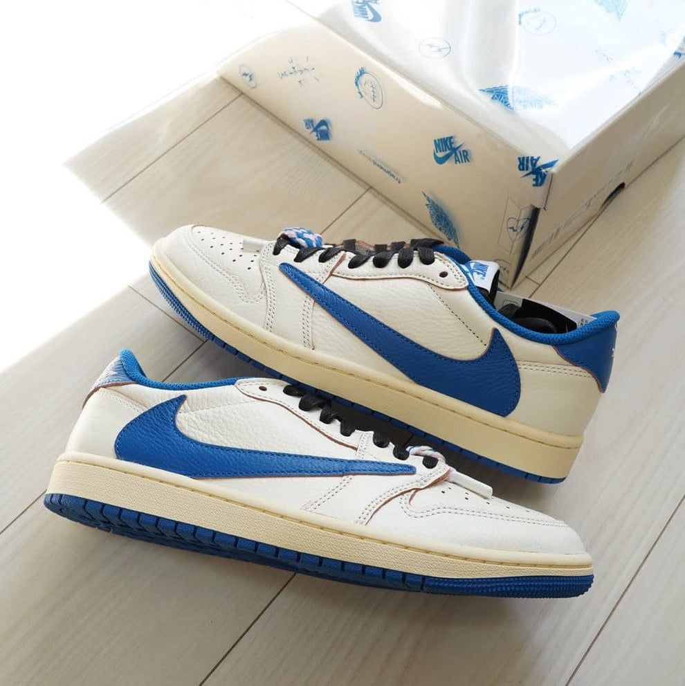 Travis Scott x Fragment Design Air Jordan 1 Retro Low OG SP 'Sail Military Blue' (UA)